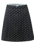 2026 Women Vintage Black White Polka Dot A-line Knee Length Skirt Sexy Low Waist Holiday Summer Skirts Slim Mini Skirts J7L2