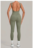 Summer Tight Yoga Jumpsuit Women Hollow Out Exposed Back Fitness Clothing Outwear Gym Running Workout Sports One Piece Suits