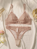 Women's Sexy Embroidered Lace Underwear Set with Triangular Cup No Steel Ring Push Up Close fitting Bra Set YS2920