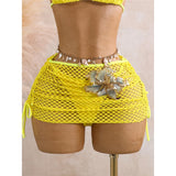 With Skirt 3D Flower Halter Bikini Women Swimwear Female Swimsuit Three-Pieces Bikini Set Padded Bather Bathing Suit Swim  V8346