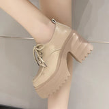 Spring Women Pumps Black Loafers Chunky 10CM High Heels High Platform British Autumn Ladies Thick Bottoms Shoes 2026 New
