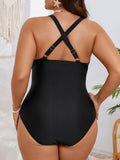 2026 Black V-neck Swimwear Female Large Plus Big Size Swimsuit Women One Piece Bathers Bathing Swimming Swim Suit Beachwear 5XL