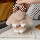 Bag Accessories Fashion Pluff Bunny Keychain Fluffy Lovely Play Dead Rabbit Cute 13cm Rabbit Fur Keychain Women