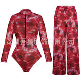 2026 New Sexy Print One Piece Swimsuit Women Swimwear Monokini Long Sleeve Bathing Suit Female Bodysuit Surfing Swim Wear Beach
