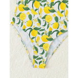 2026 New Lemon Printed Knotted One Piece Swimsuit Women Swimwear Female Monokini High Leg Cut Bather Bathing Suit Swim K6093