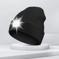 LED Beanie with The Light Unisex USB Rechargeable Headlamp Winter Knitted Cap Gifts For Men Dad Father USB Rechargeable Caps