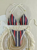 XS - L Mesh Knitted Rope Halter Brazilian Bikini Women Swimwear Female Swimsuit Two-pieces Bikini Set High Cut Bathing Suit Swim