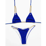 Sexy Cow Print Halter Metal Chains Brazilian Bikini Women Swimsuit Female Swimwear Two Pieces Bikini Set Bathing Suit Swim Lady