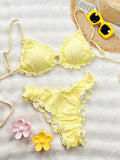 Summer Ruffles High Waist Bikini Set 2026 Women Hollow Out Circle Push Up Bra Two Piece Swimsuit Beach Bathing Suit Swimwear