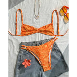 S - XL Printed Bikini Female Swimsuit Women Swimwear Two-Pieces Bikini Set High Cut Leg Brazilian Bather Bathing Suit Swim V8148