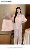 Women's padded pajamas spring and summer three-piece silk home clothes can be worn outside