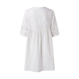 Boho Dress For Women Casual Summer Lace Dresses V Neck Short Sleeve Beach Sundress Swing Vestidos Fashion Slim Lace Plus Size