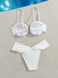 Sexy Pleate High Waist Bikini Set 2025 Women Halter Push Up Underwire Two Piece Swimsuit Summer Bathing Suit Swimwear Biquini