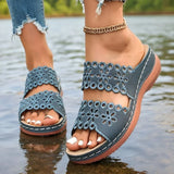 Vinatge Hollow Out Platform Sandals Women Lightweight Plus Size Wedges Sandles Woman Comfortable Thick Sole Casual Sandalias 43