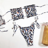 Sexy Pink Bandeau Frilled Bikini Swimsuit Female Swimwear Women Two-Pieces Bikini Set Bather Padded Bathing Suit Swim V1242B