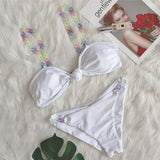 Bikini 2026 Sexy Swimwear Swimsuit Women Knotted Colorful Chain Bikini Set Bathing Suit Beach Female 4 Colors Biquinis Feminino