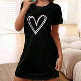 Women's new style sleeveless vest nightdress letter love printed skirt casual loose home dress skirt