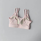 Women's Yoga Sports Bra Shock-Absorbing Gathered Front with Fine Strap Detailing Beautiful Back Design for Running Fitness Vest