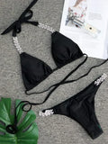 Halter Wrap Around Bikinis Diamond Bikini Women Swimsuit Female Swimwear Two Pieces Bikini Set Brazilian Bathing Suit Swim Lady