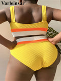 0XL - 4XL Splicing Bikini Large Size Swimwear Plus Size Women Swimsuit Female Two-Pieces Bikini Set Bather Bathing Suit V4755Y