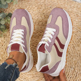 Fashion Mixed Color Women's Sneakers 2026 Spring Lace Up Non Slip Sport Shoes Women Comfort Thick Sole Running Walking Shoes