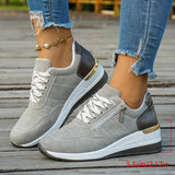 Plus Size 44 Platform Casual Sneakers for Women Lace Up Anti Slip Thick Sole Sport Shoes Woman 2026 Spring Zipper Walking Shoes