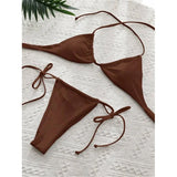 Sexy 11 Color Halter Mini Micro Thong Bikini Female Swimsuit Women Swimwear Two-pieces Bikini set Bather Bathing Suit Swim V4064