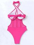 Halter Mesh Sheer Underwired One Piece Swimsuit Women Swimwear Female Backless Hollow Out Monokini High Cut Bathing Suit Swim
