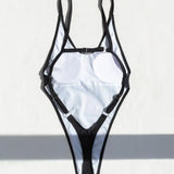 DEKA Black V Neck One-Piece Swimwear Women's Elegant Retro Black Backless Swimsuit High Waist Bathing Suit