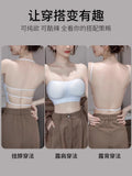 MOYISU Strapless Push Up Bra Underwear, Cross Back for Small Chest, Padded Enhancer Adhesive Lift to Look Bigger, Deep Plunge