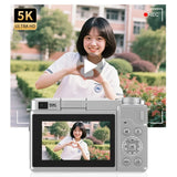 5K 80MP Digital Camera For Photography 18X AF Vlog Camcorder Livestreaming WIFI Webcam Dual Lens Selfie Camera 180° Flip Screen