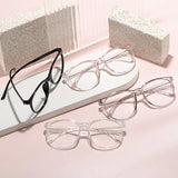 Transparent Large Frame Computer Glasses Women Round Anti Blue Light Optical Spectacle Flat Lens Eye Protection Plain Glasses