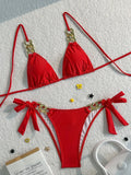 2026 Triangle String Bikinis Women Chain Linked Swimwear Female Sexy Swimsuit Solid Bathers Bathing Swimming Swim Suit Beachwear