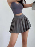 Preppy WOMENGAGA American Style Style High Waisted Slim Pleated Skirt For Women's Summer Ballet Skirt Fashion Women QI9Y