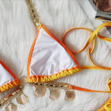 Women's Bikini Sexy Strap Gradient Print Luxury Crystal Diamond Bikini Shell Swimsuit