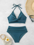 Sexy High Waist Bikini 2026 Women Halter Swimwear Female Swimsuit Solid Bathers Swimming Bathing Swim Suit Summer Beachwear