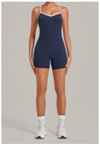 Women's Seamless Yoga Jumpsuits Fitness Sports Gym Hip-lifting Sleeveless One-piece Backless Workout Training Shorts Jumpsuit