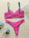 Women's sexy lingerie set with lace embroidery flower gathering push up straps adjustable transparent bra set MR2687