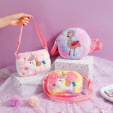 Cartoon Children'S Unicorn Plush Crossbody Bag Kindergarten Girl Cute Shoulder Bag Handbag Casual Coin Purse Birthday Gifts