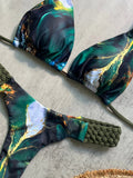 Print Halter Braided Rope Mini Thong Bikini Female Swimsuit Women Swimwear Two-pieces Bikini Set High Cut Bathing Suit Swim Lady