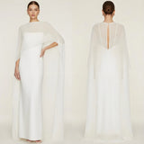 Women's Sheer Chiffon Cape Bat Sleeve Floor Length Shawl Elegant Cover Up Tops Party Evening Cape Blouse f
