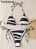 XS - L Sexy Zebra Halter High Leg Cut Bikini Women Swimwear Female Swimsuit Two-Pieces Bikini Set Bather Bathing Suit Swim V6799