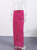 Sexy Beading Sequined Long Skirt Women Solid Low Waist Slim Straight Skirts Female Summer Lady Chic Beach Vacation Clothes JO6M