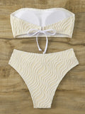 Wave Striped Bandeau Bikinis High Waist Bikini Female Swimsuit Women Swimwear Two-pieces Bikini Set Bathing Suit Swim Beach Wear