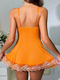 Sexy Nightgown Women Sleepwear Dress Sling Elegant Costume Embroidered nightdress Pajama Set With Thongs Baby Doll