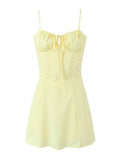 Foridol Lace Up Mini Summer Dress Sundress Women Spaghetti Strap Sexy Short White Beach Vestidos Fishbone Party Club Dress 2025