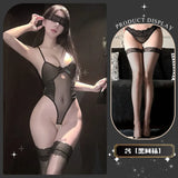 Backless Deep V Suspenders Sleevelesss Transparent Bodysuits Pure Desire Nightclub Bodysuits Mesh Bowknot For Woman Playful 440W