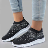 Women's Slip-On Crystal Sneakers 2025 Breathable Mesh Plus Size 35-43 Casual Flats Women Comfort Soft Sole Running Walking Shoes