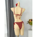 2026 New Striped Bikini Women Swimwear Female Swimsuit High Cut Leg Padded Bather Bathing Suit Swim Two-pieces Bikini set K8071