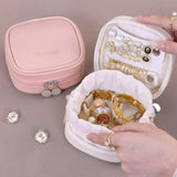 Portable Jewelry Box With Drawstring Bag Travel Necklace Bracelet Earrings Ring Storage Pouches Pu Leather Jewelry Organizer Bag